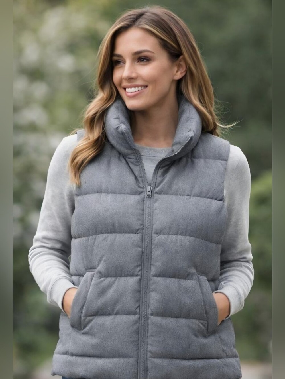 Old Navy Women's Gray Quilted Puffer Vest Lightweight Layering Size XL